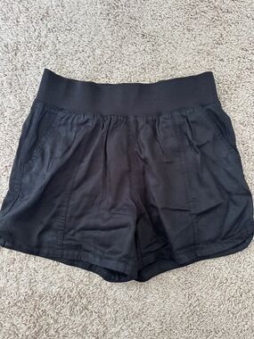 Women's Black Elastic-Waist Athletic Shorts
